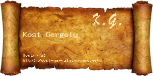 Kost Gergely névjegykártya